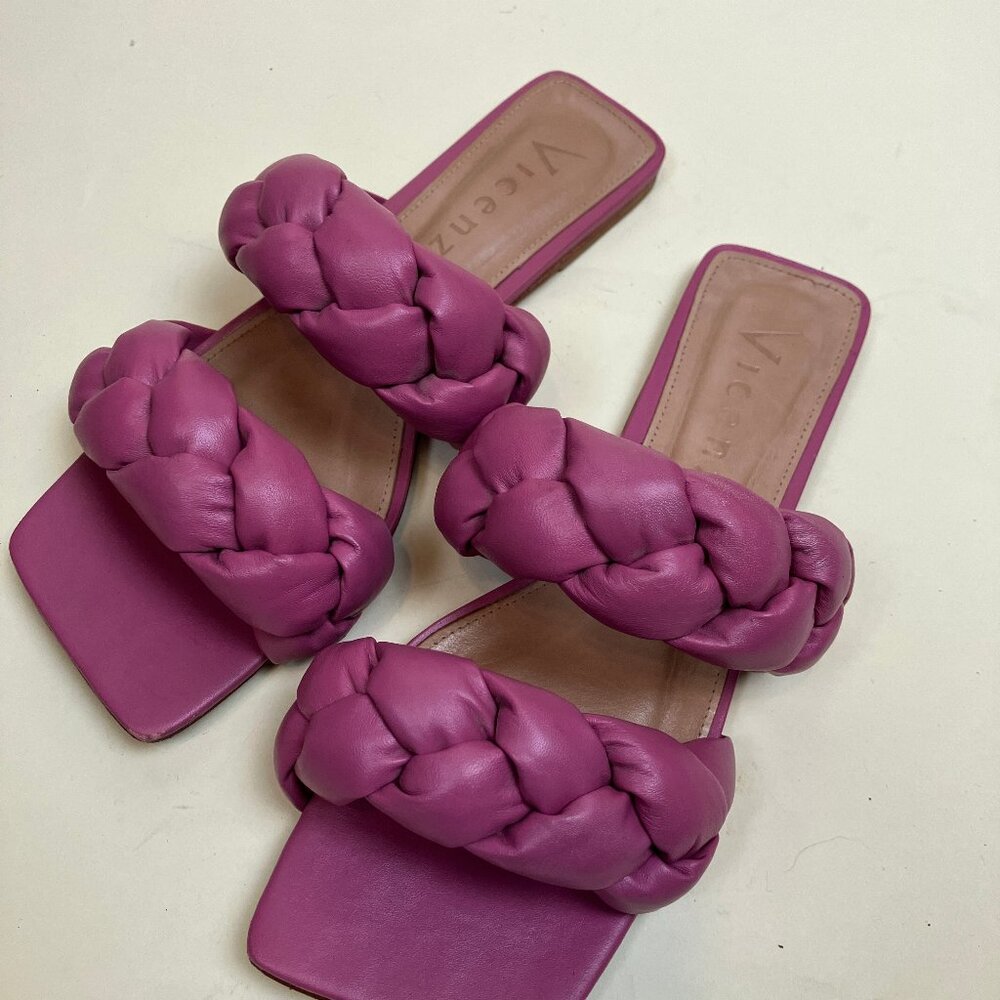 Free People Vicenza Pink Leather Braided Slip On Sandals Size 8